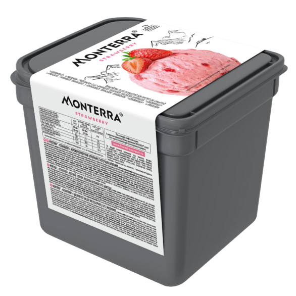 «MONTERRA» мороженое молочное клубничное с кусочками клубники